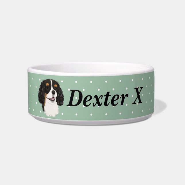 Comedero Personalizado Tri Cavalier King Charles Spaniel    (Frente)
