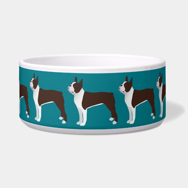 Comedero Personalizar básico de Boston Terrier con texto y  (Frente)