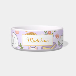 Comedero Personalized Cat Name Pastel Purple Bowl Ceramic