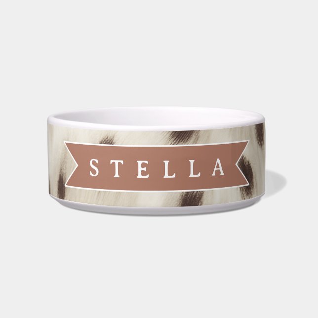 Comedero Personalized Chic Neutral Leopard Animal Print (Frente)