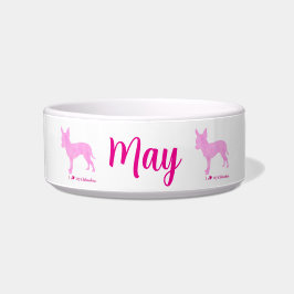 Comedero Personalized Chihuahua Pet Bowl Pink Silhouette