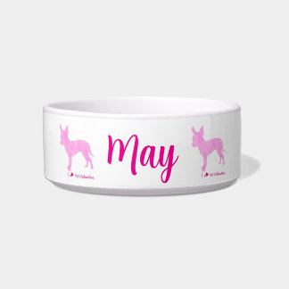 Comedero Personalized Chihuahua Pet Bowl Pink Silhouette