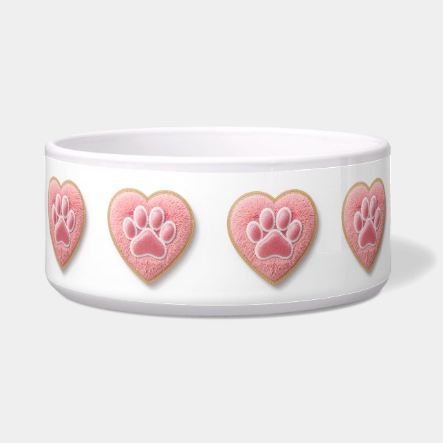 Comedero Personalized Dog Bowl | Pet Mom Chenille Paw Print (Frente)
