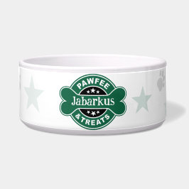 Comedero Personalized Green Pawfee & Treats Coffee Shop