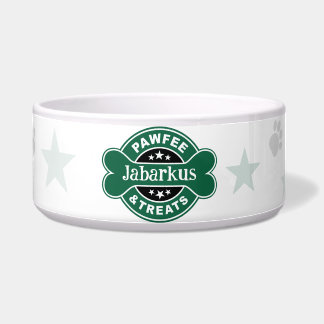 Comedero Personalized Green Pawfee & Treats Coffee Shop