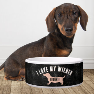 Comedero Personalized I Love My Wiener funny Dachshund