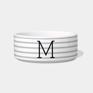 Comedero Personalized Modern Stripe Custom Initial Pet Bowl
