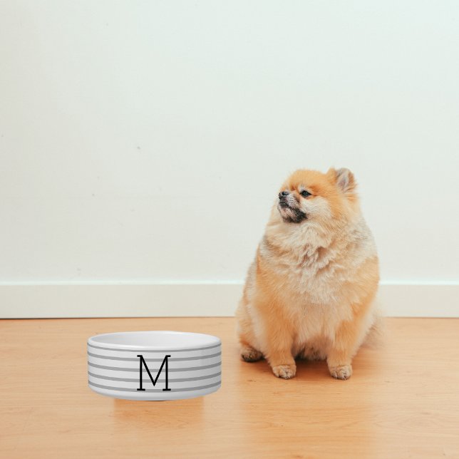 Comedero Personalized Modern Stripe Custom Initial Pet Bowl (Subido por el creador)