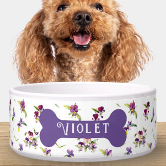 Comedero Personalized Violet Purple Floral