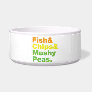 Comedero Pescados y chuletas y guisantes.