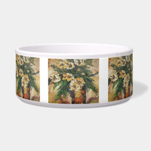 Comedero Pet Bowl Ann Hayes pintando flores amarillas