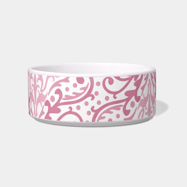Comedero Pet Bowl de damasco rosado (Frente)