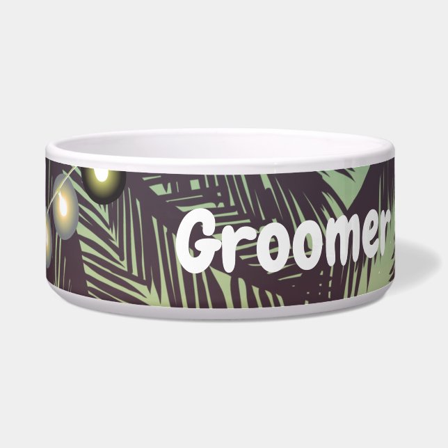 Comedero Pet Bowles Beach Sunset Palm Trees Str Personaliza (Frente)