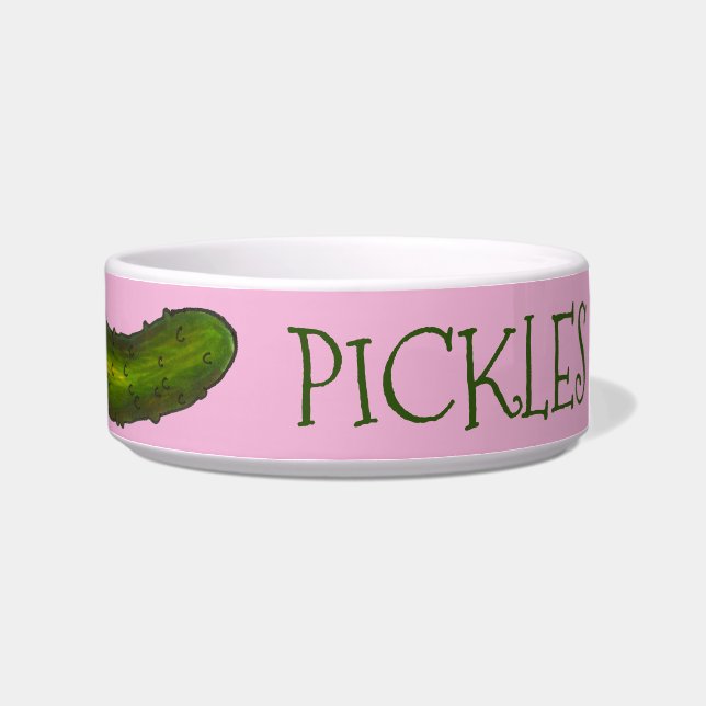 Comedero Pickles Dog Green Dill Pickle Pink personalizado (Derecha)