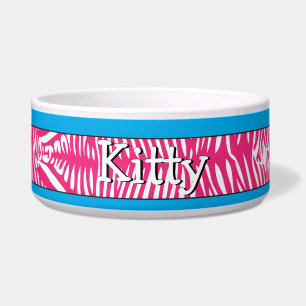 Comedero Piel de cebra personalizada Kitty Cat Bowl Aqua Tr