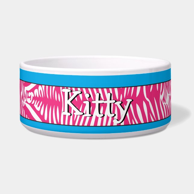 Comedero Piel de cebra personalizada Kitty Cat Bowl Aqua Tr (Frente)