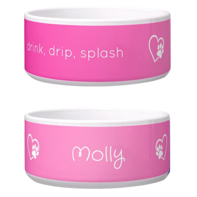 Comedero Pink 'drink drip splash' Dog Name Bowl (Subido por el creador)