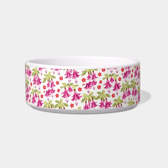 Comedero Pink Fuchsia Floral Pattern – Retro Botanical (Frente)