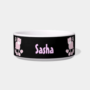 Comedero Pink Gingham Kitty Personalizado Pet Bowl