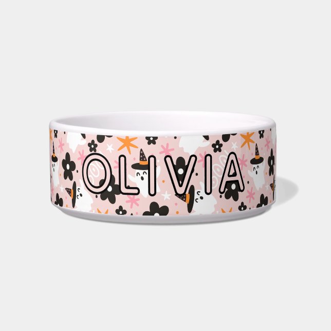 Comedero Pink Girly Ghosts Halloween Feeding Cat (Frente)