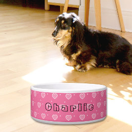 Comedero Pink Hearts Pattern Ceramic Pet Bowl