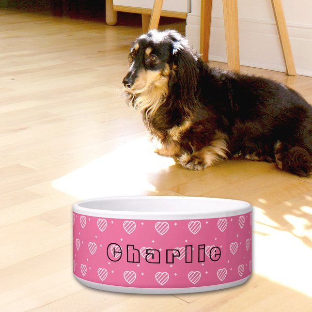 Comedero Pink Hearts Pattern Ceramic Pet Bowl (Subido por el creador)