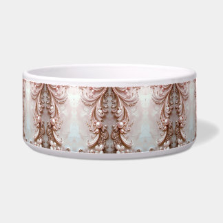Comedero Pink Ornate Pearl and Floral Ceramic Pet Bowl