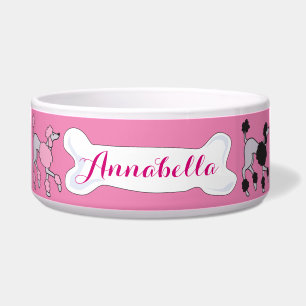 Comedero PINK POODLE Personalizable Nombre Dogfood Pet Bowl