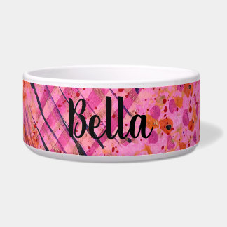 Comedero Pink Purple Abstract Painting Ceramic Pet Bowl