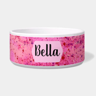 Comedero Pink Purple Abstract Personalized Ceramic Pet Bowl