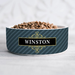 Comedero Pinstripe de oro negro personalizado