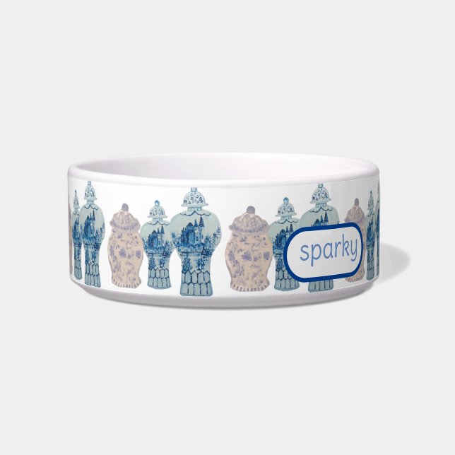 Comedero Pintado mano Ginger Jar Jars Dog Bowl (Frente)