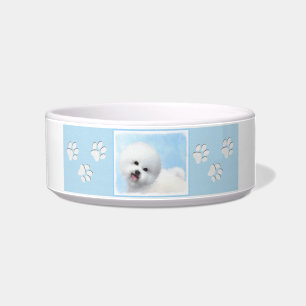 Comedero Pintura de Bichon Frise - Arte de Perro Original.