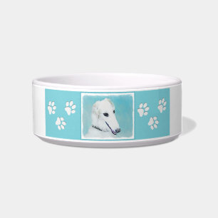 Comedero Pintura de Borzoi (blanco) - Arte de perro origina