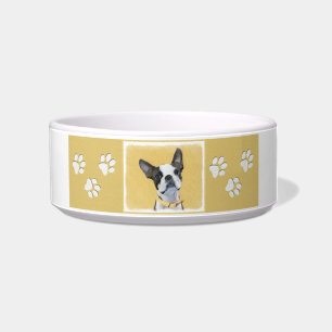 Comedero Pintura de Boston Terrier - Arte de Perro Original