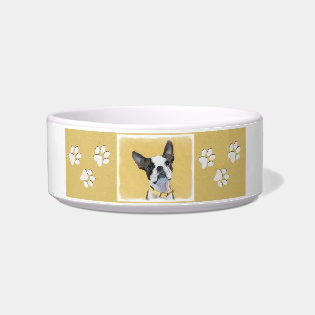 Comedero Pintura de Boston Terrier - Arte de Perro Original (Derecha)