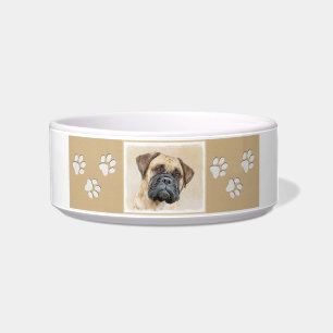 Comedero Pintura de Bullmastiff - Arte de Perro Original.