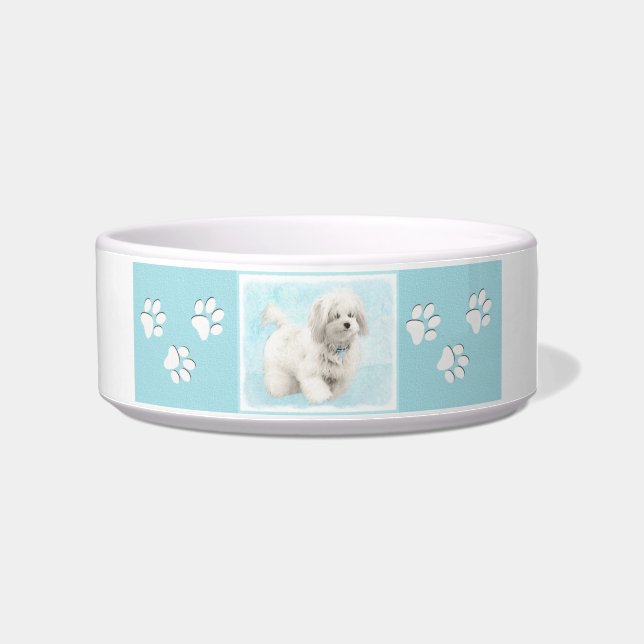 Comedero Pintura de Coton de Tulear - Arte de perro origina (Derecha)
