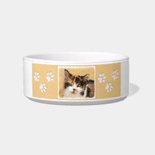 Comedero Pintura de gato calico - Arte de gato original lin