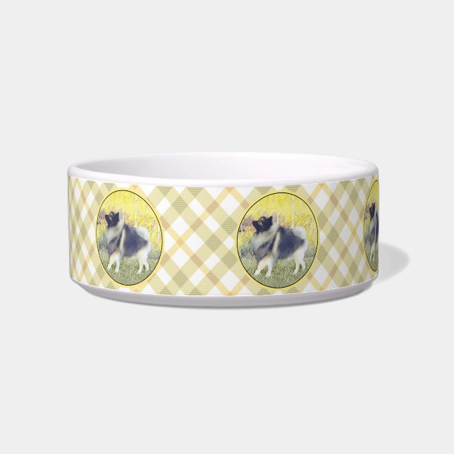 Comedero Pintura de Keeshond Aspen - Arte Perro Original Cu (Izquierda)
