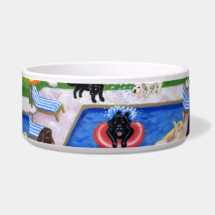 Comedero Pintura de Labradors de la fiesta en la piscina