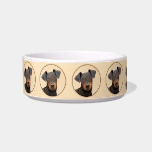 Comedero Pintura de Manchester Terrier Arte Animal Original