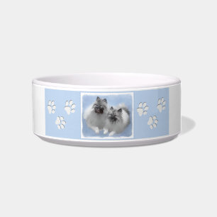 Comedero Pintura de pareja de Keeshond Original Arte Animal