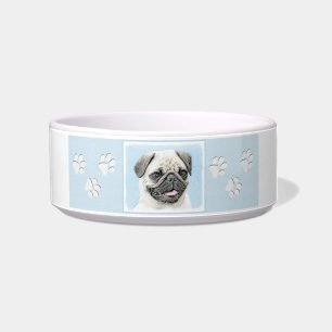 Comedero Pintura de pug - Arte de perro original curado
