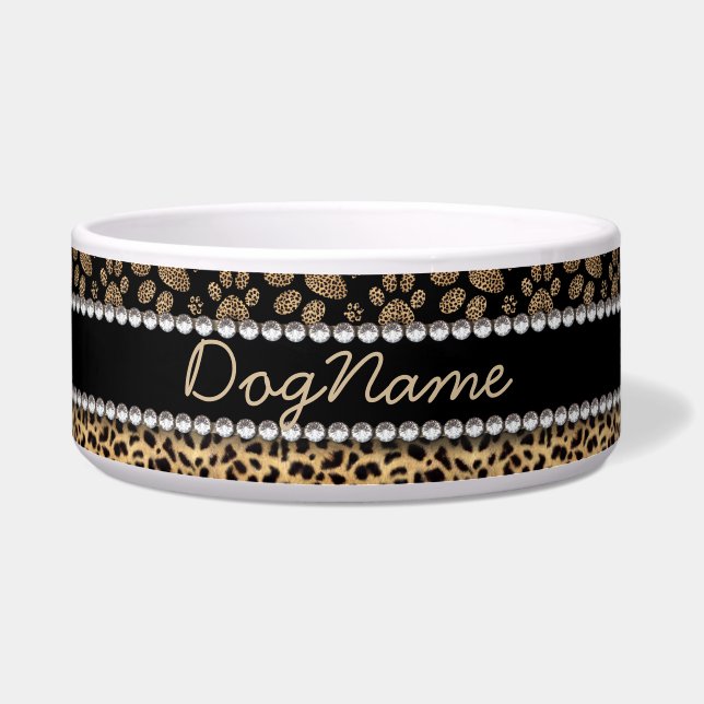 Comedero Pintura de punto de leopardo imprime diamantes Dia (Frente)