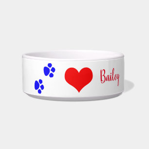 Comedero Pintura Impresiones Blue White Red Cute Monograma 