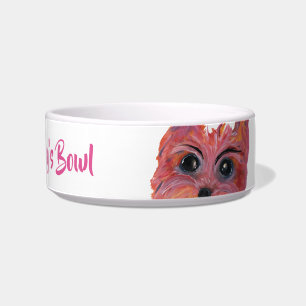 Comedero Pintura linda del arte pop de Yorkie en rosa y