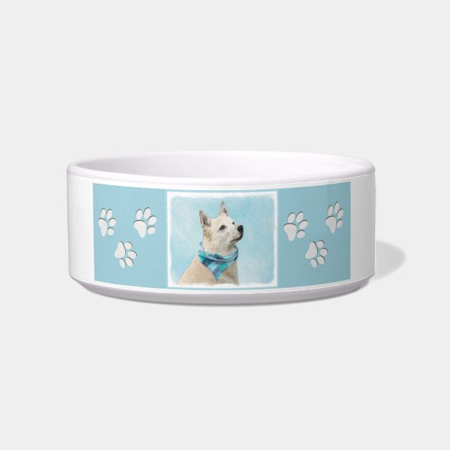 Comedero Pintura noruega de Buhund - Arte original de perro (Derecha)