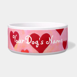 Comedero Pintura roja personalizada de los corazones