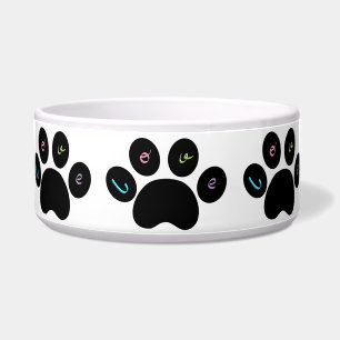 Comedero "Pinturas de Mascota negro con dibujos para amarte